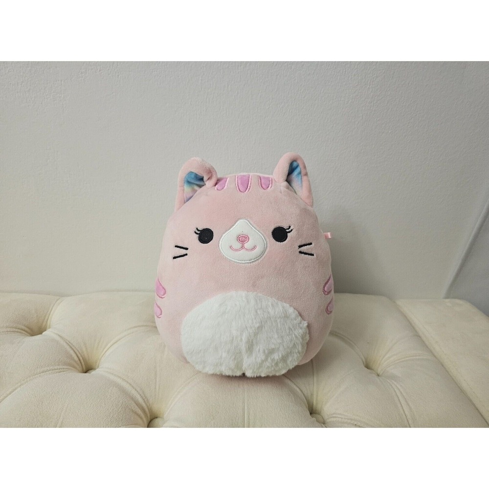 Kellytoy Squishmallow Pink Tabby Cat Fuzzy White Belly‎ 8 Inch Plush 2022